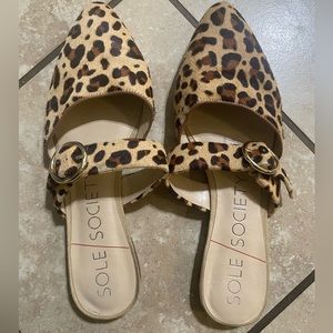 Leopard calf hair slides